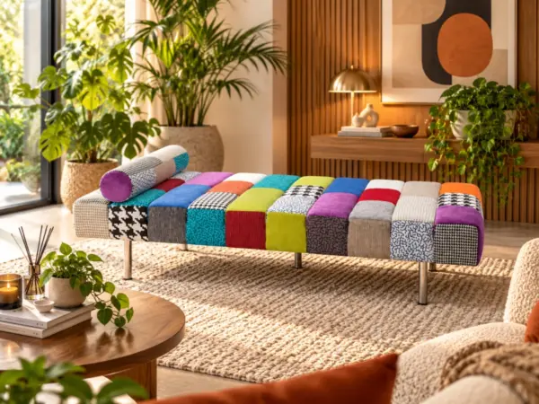 Sofá Cama Divã Hilton (Tecido Patchwork)