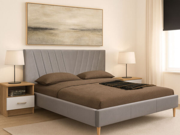 Cama de Casal Leafy + Oferta Colchão (Cinza)(190 x 140 cm)