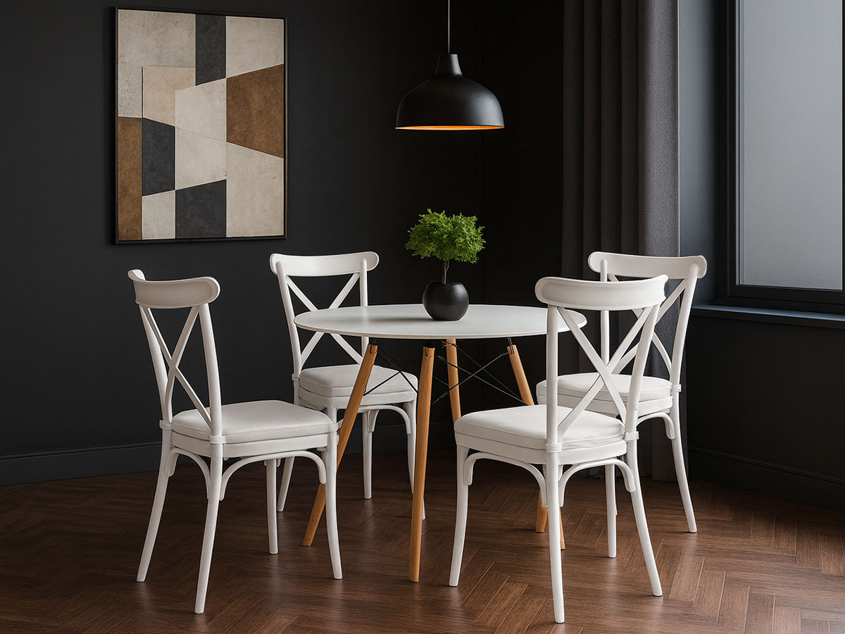 Mesa Geneve e 4 Cadeiras de Sala, Brico (Branco)