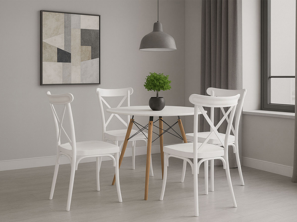 Mesa Geneve e 4 Cadeiras de Sala, Brico (Branco) - Image 2