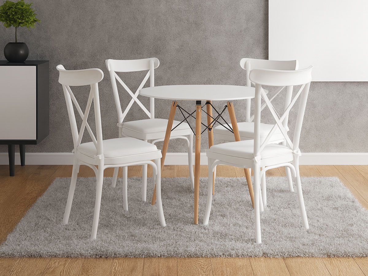 Mesa Geneve e 4 Cadeiras de Sala, Brico (Branco) - Image 3