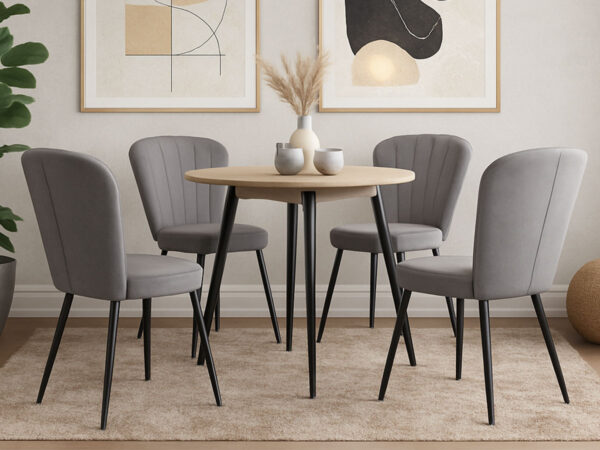 Conjunto 4 Cadeiras de Sala, Flower (Cinza)