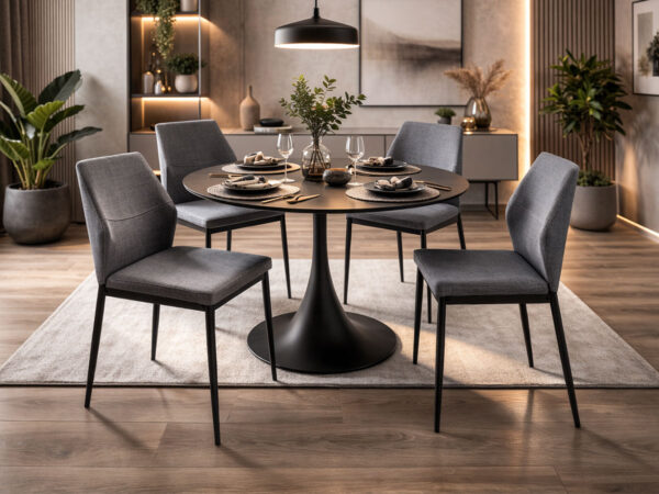 Conjunto 4 Cadeiras de Sala, Rose (Cinza)