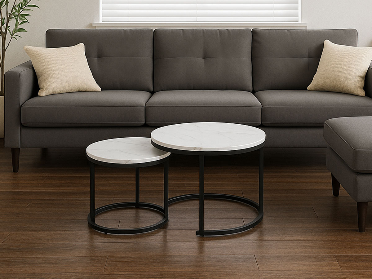 Conjunto Mesas de Apoio, Oeiras (Marmore Branco, Preto) - Image 3