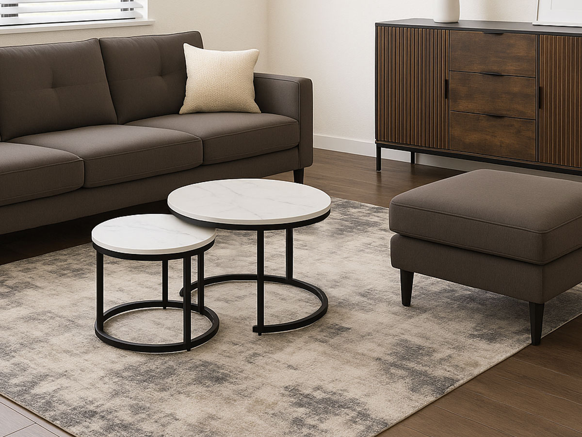 Conjunto Mesas de Apoio, Oeiras (Marmore Branco, Preto) - Image 2