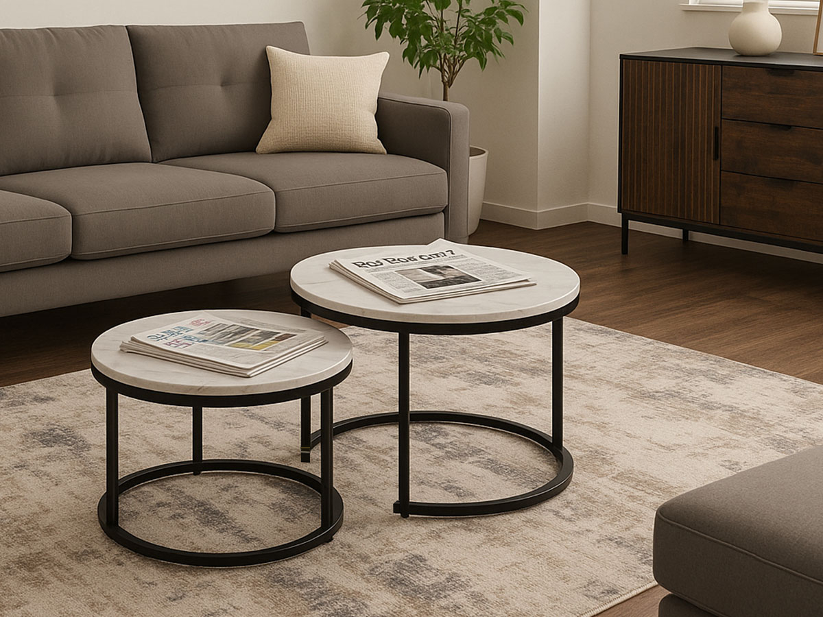 Conjunto Mesas de Apoio, Oeiras (Marmore Branco, Preto)