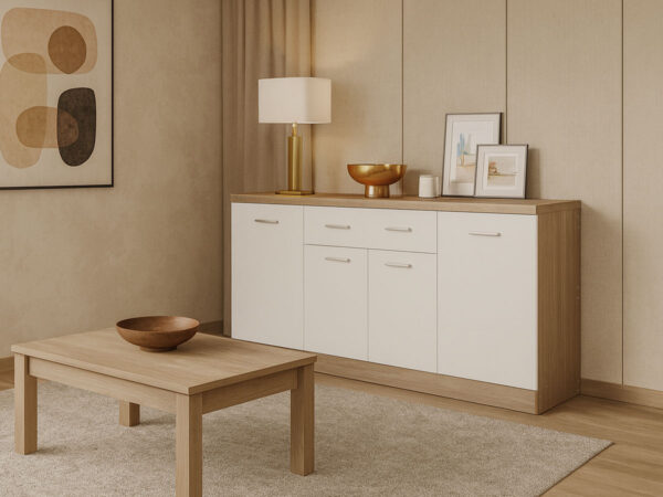 Aparador Zurich (Branco, Carvalho Claro)