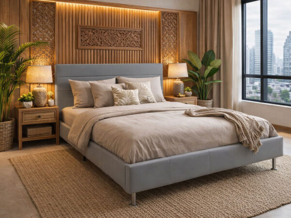 Cama de Casal Star (Cinza)(190x140 cm)