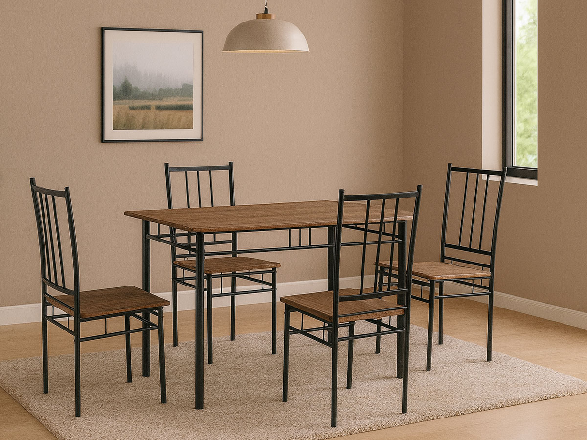 Conjunto Mesa e 4 Cadeiras Silvia (Carvalho Escuro, Preto) - Image 3