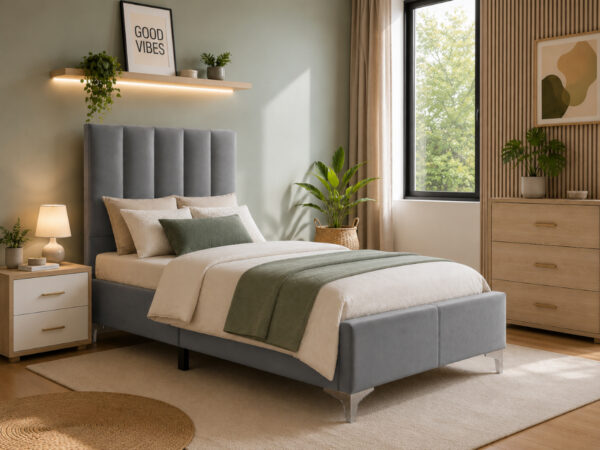Cama Classic Individual (Cinza)(200x90 cm)