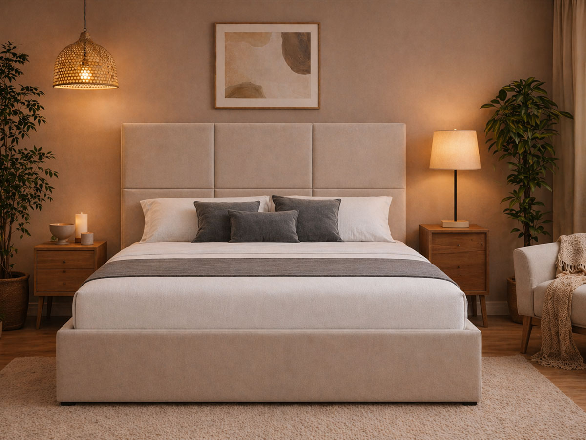 Cama de Casal Elegance, Estrado Elevatório (Bege)(190x140 cm) - Image 2
