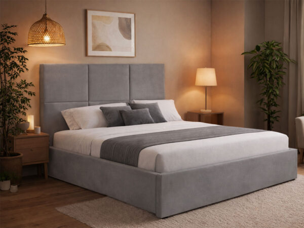 Cama de Casal Elegance, Estrado Elevatório (Cinza)(200x160 cm)