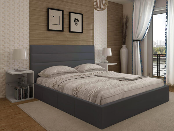 Cama de Casal Starlight, Estrado Elevatório (Cinza)(190x140 cm)