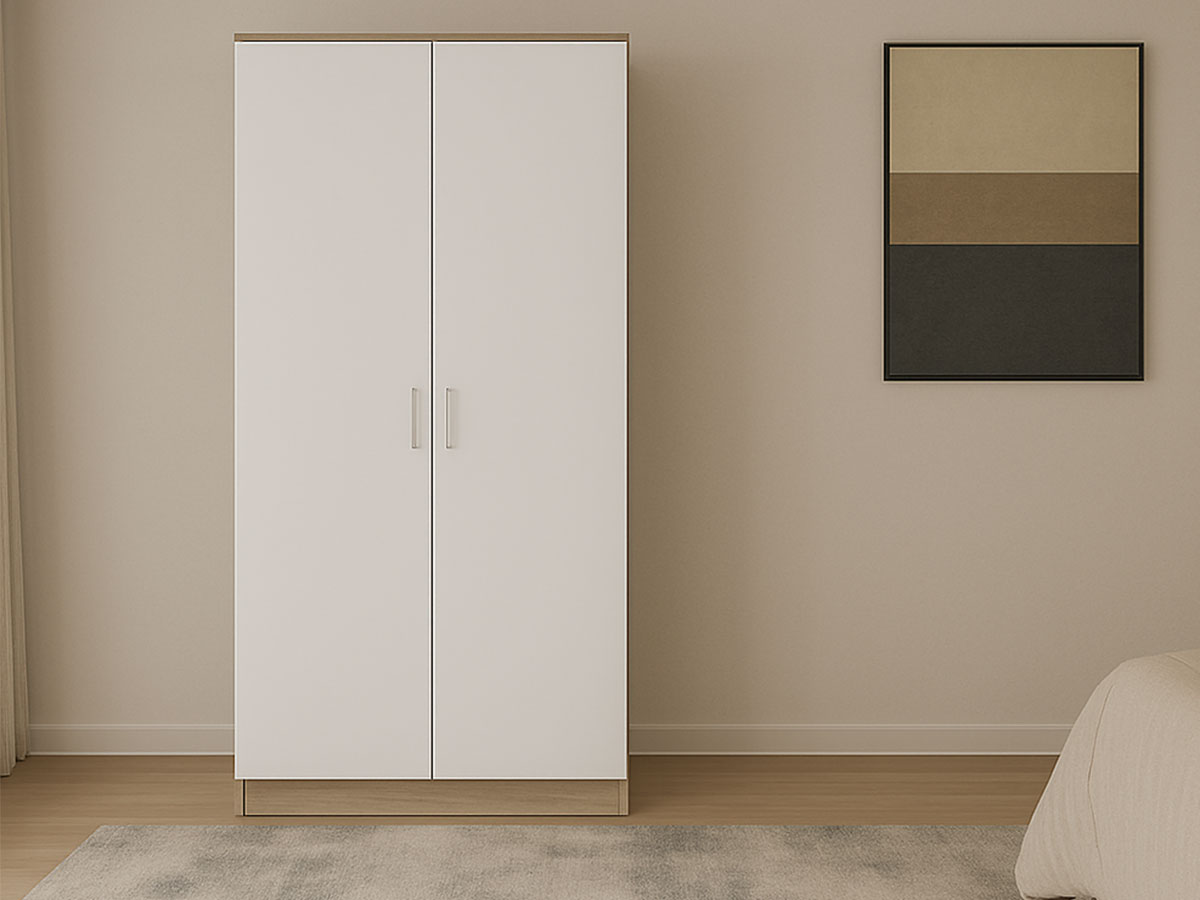 Roupeiro Milan (Branco, Carvalho Claro)(2 Portas de Abrir) - Image 2