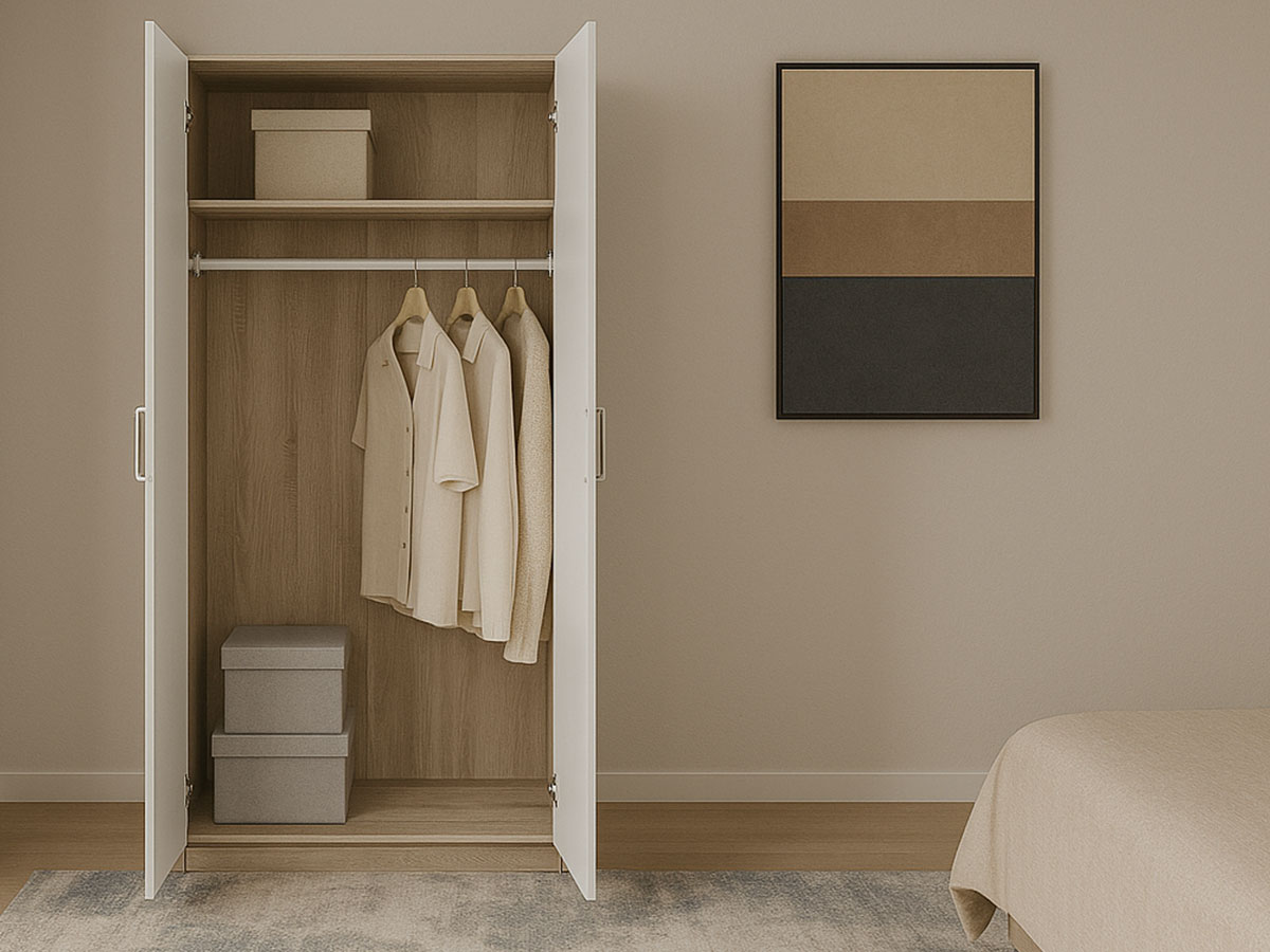 Roupeiro Milan (Branco, Carvalho Claro)(2 Portas de Abrir) - Image 3