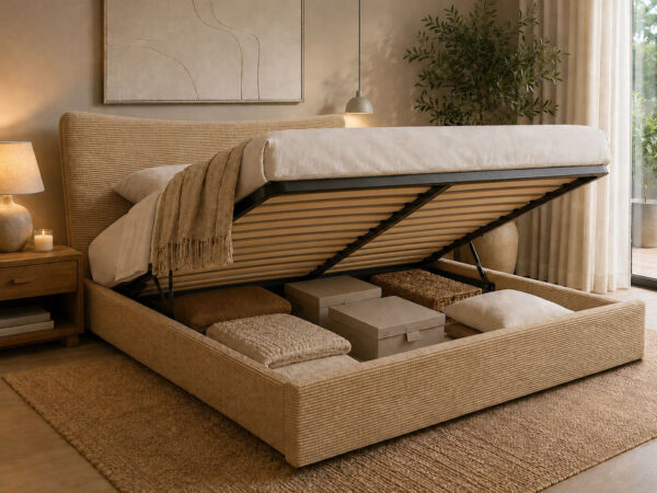 Cama de Casal Dance, Estrado Elevatório (Bege)(200x160 cm)