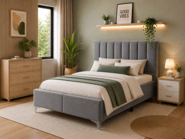 Cama de Casal Classic (Cinza)(200x160 cm)