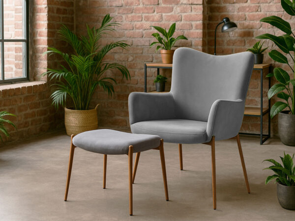 Cadeirão Confort com Apoio de Pés (Cinza)