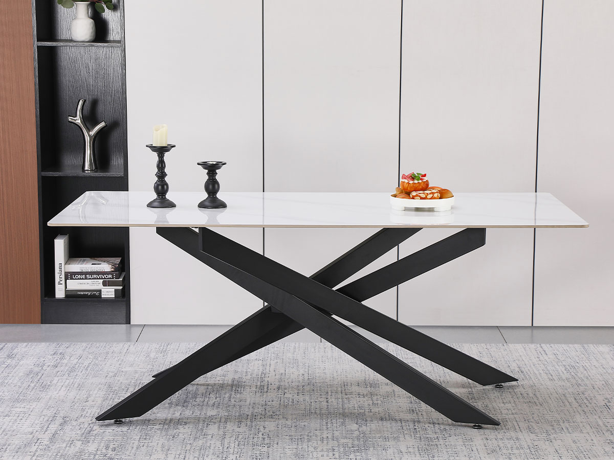 Mesa Sala de Jantar, Estrela (Estilo Mármore, Preto) - Image 2
