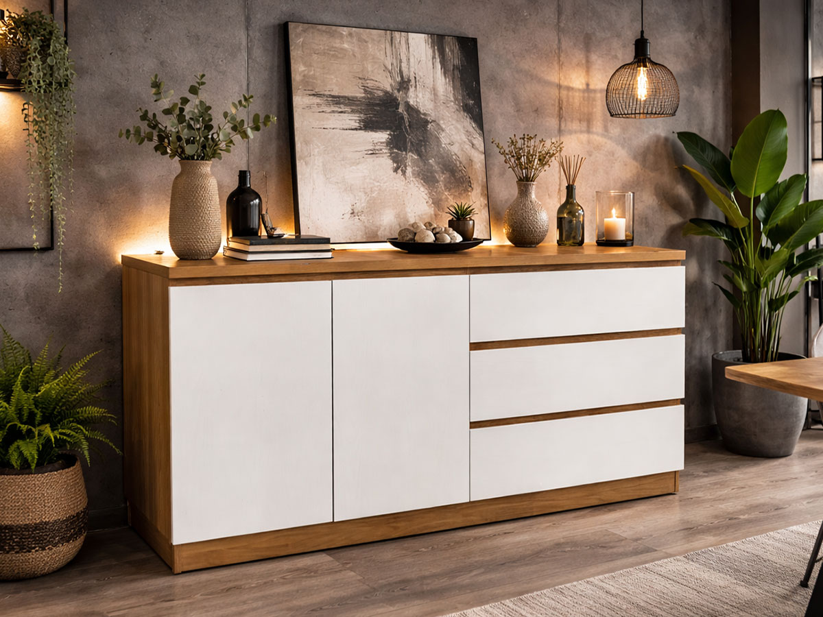 Aparador Nexum (Carvalho Claro, Branco)