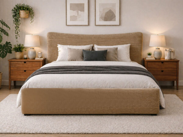Cama de Casal Dance, Estrado Elevatório (Bege)(190x140 cm)