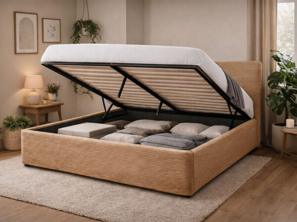 Cama de Casal Dance, Estrado Elevatório (Bege)(200x160 cm)