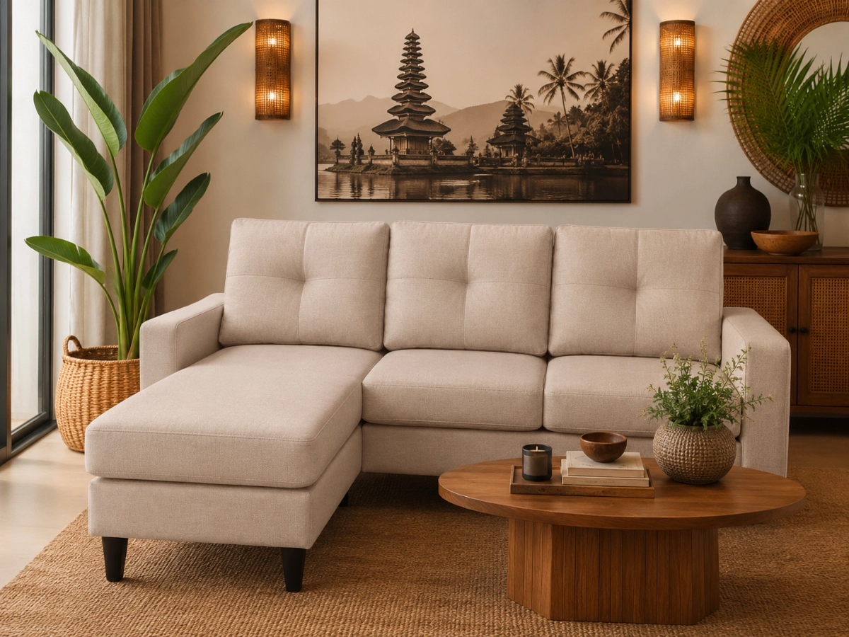 Sofá chaise longue Inter Tecido Bege