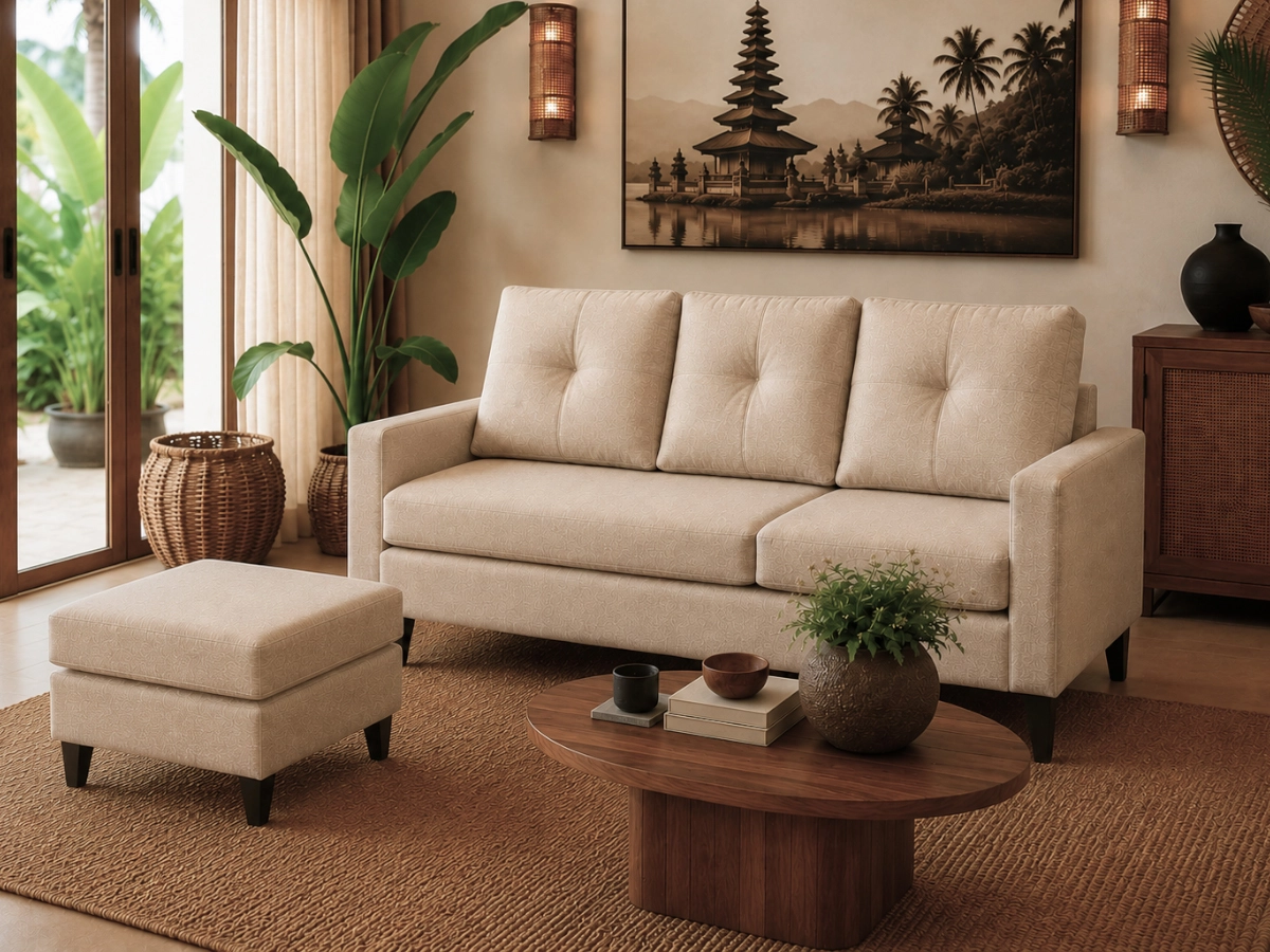 Sofá chaise longue Inter Tecido Bege