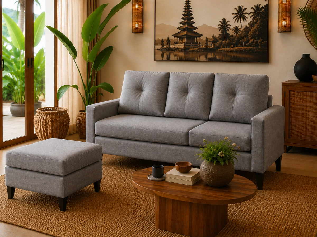 Sofá chaise longue Inter Tecido Cinza