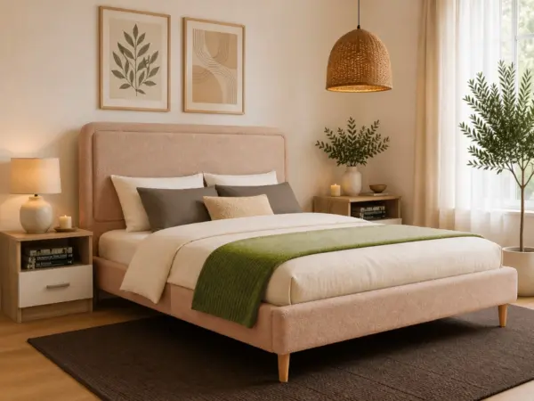 Cama de Casal Shine (Bege)(190x140 cm)