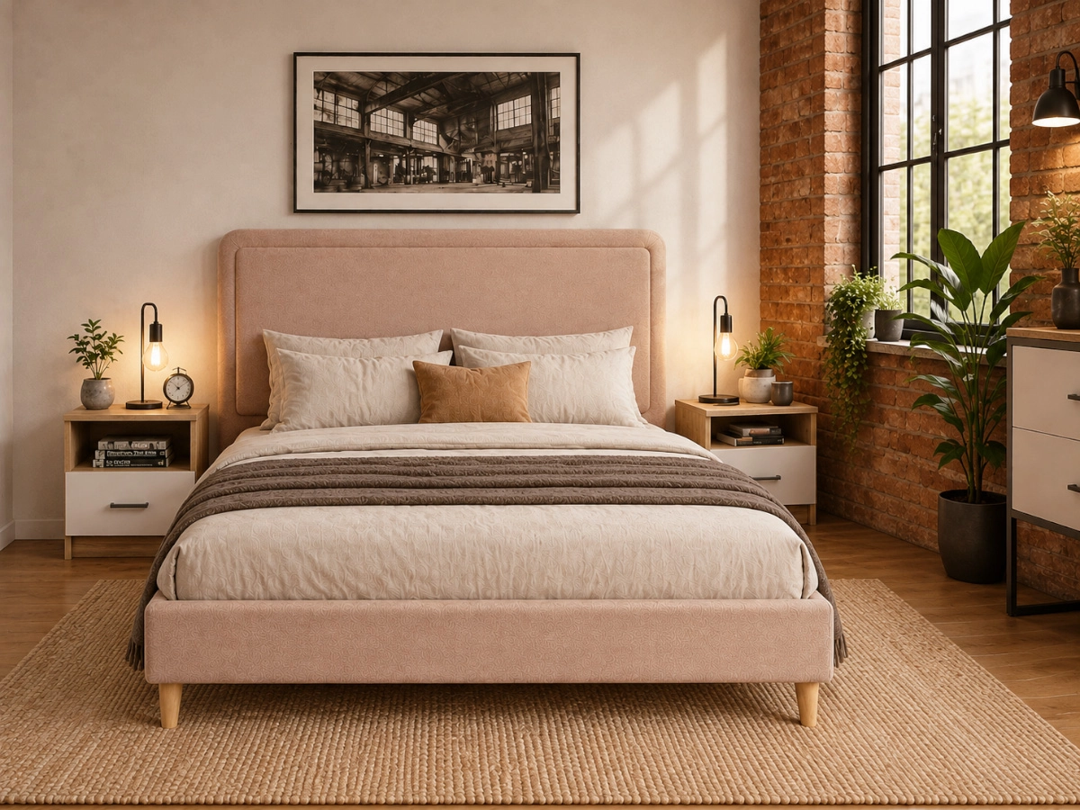 Cama de Casal Shine (Bege Rosé)(190x140 cm) - Image 2