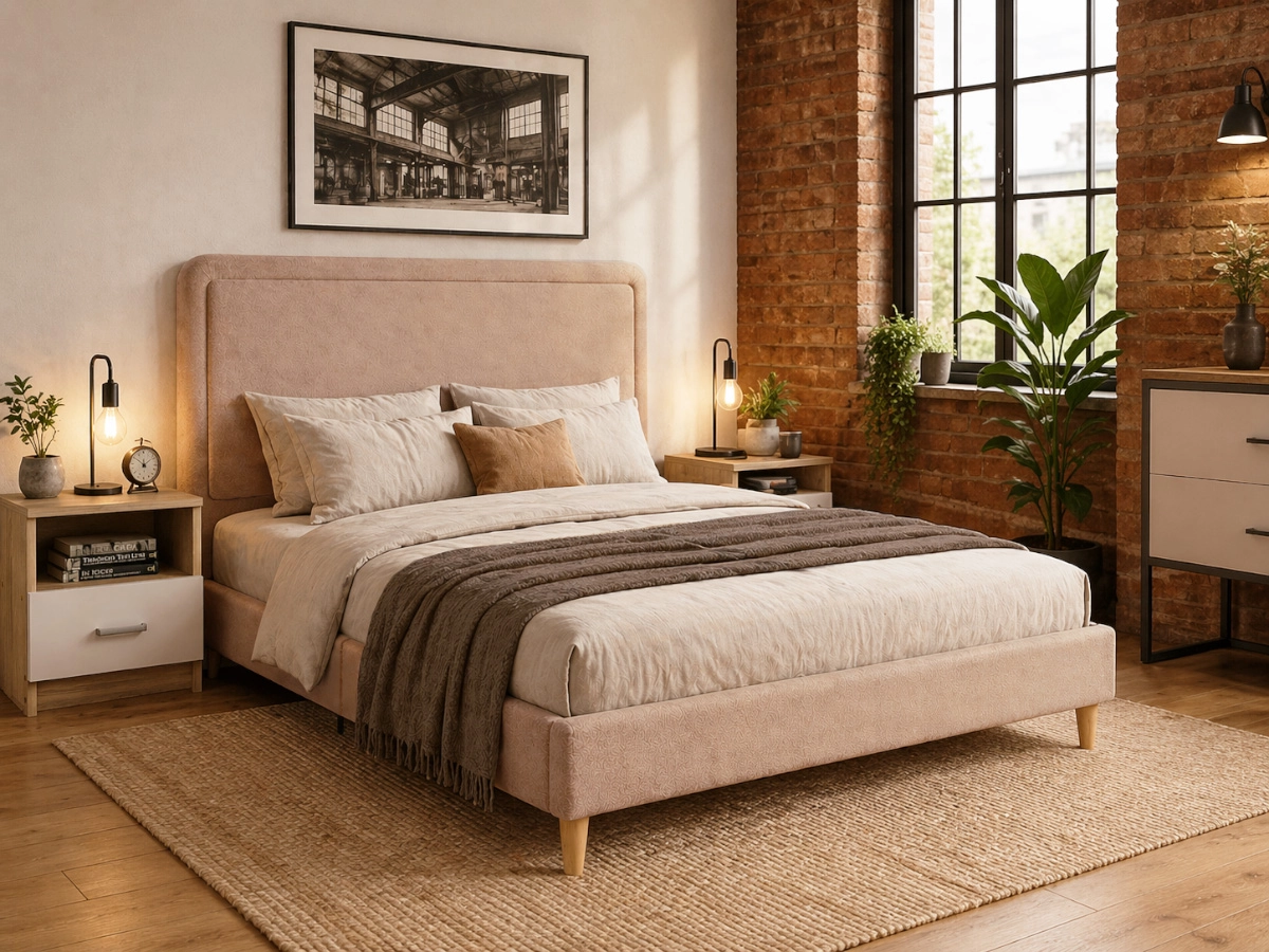 Cama de Casal Shine (Bege Rosé)(190x140 cm) - Image 4