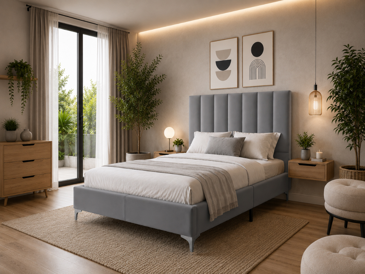 Cama de Casal Classic (Cinza)(190x140 cm)