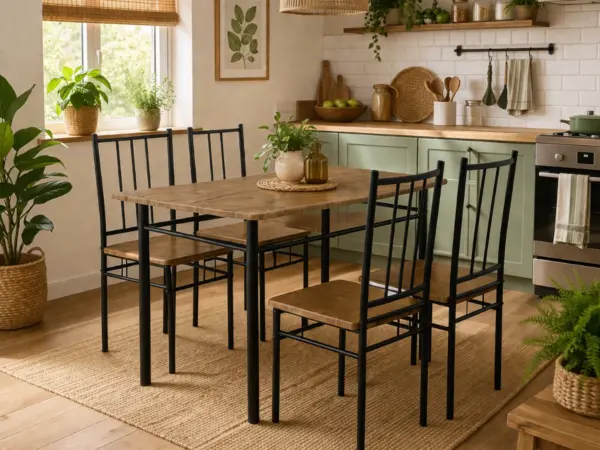 Conjunto de Mesa + 4 Cadeiras, Brand (Preto, Castanho)