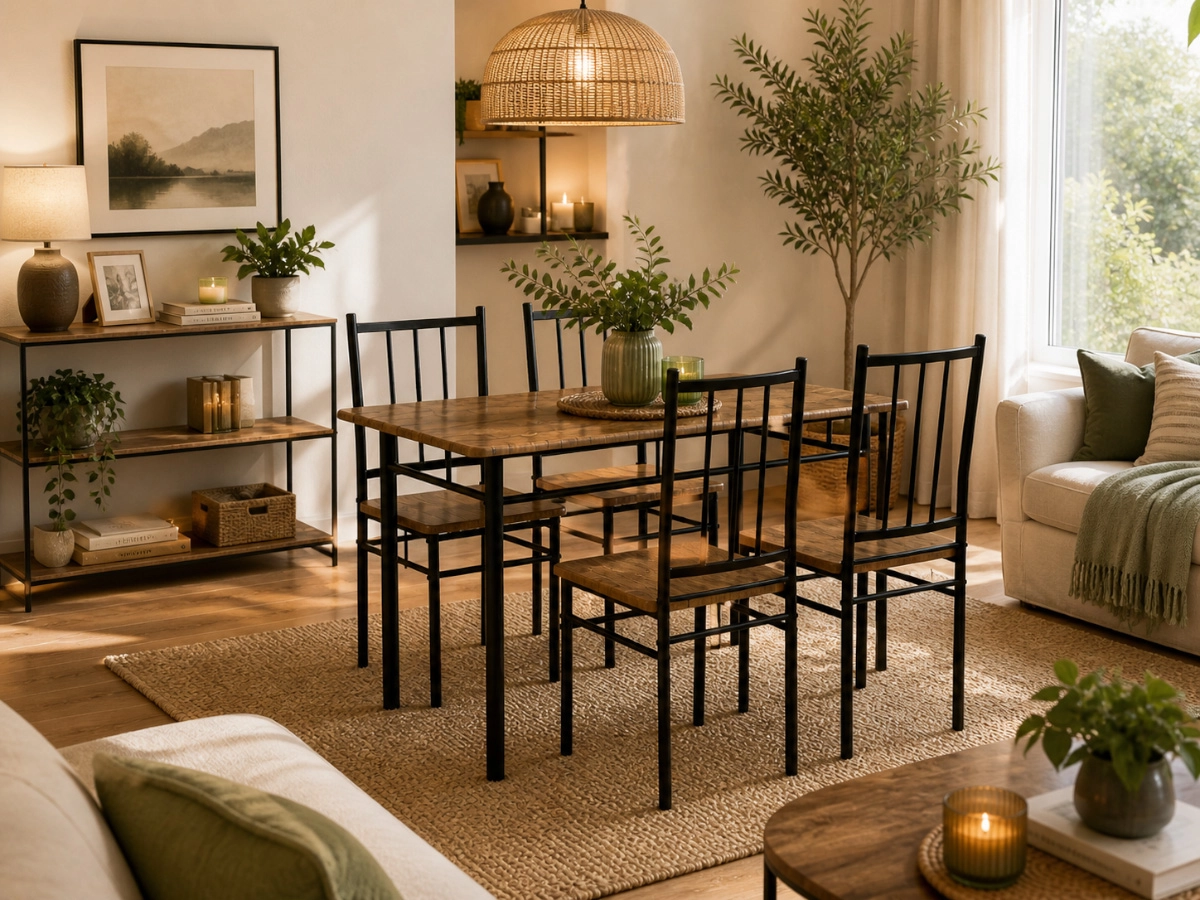 Conjunto de Mesa + 4 Cadeiras, Brand (Preto, Castanho) - Image 3