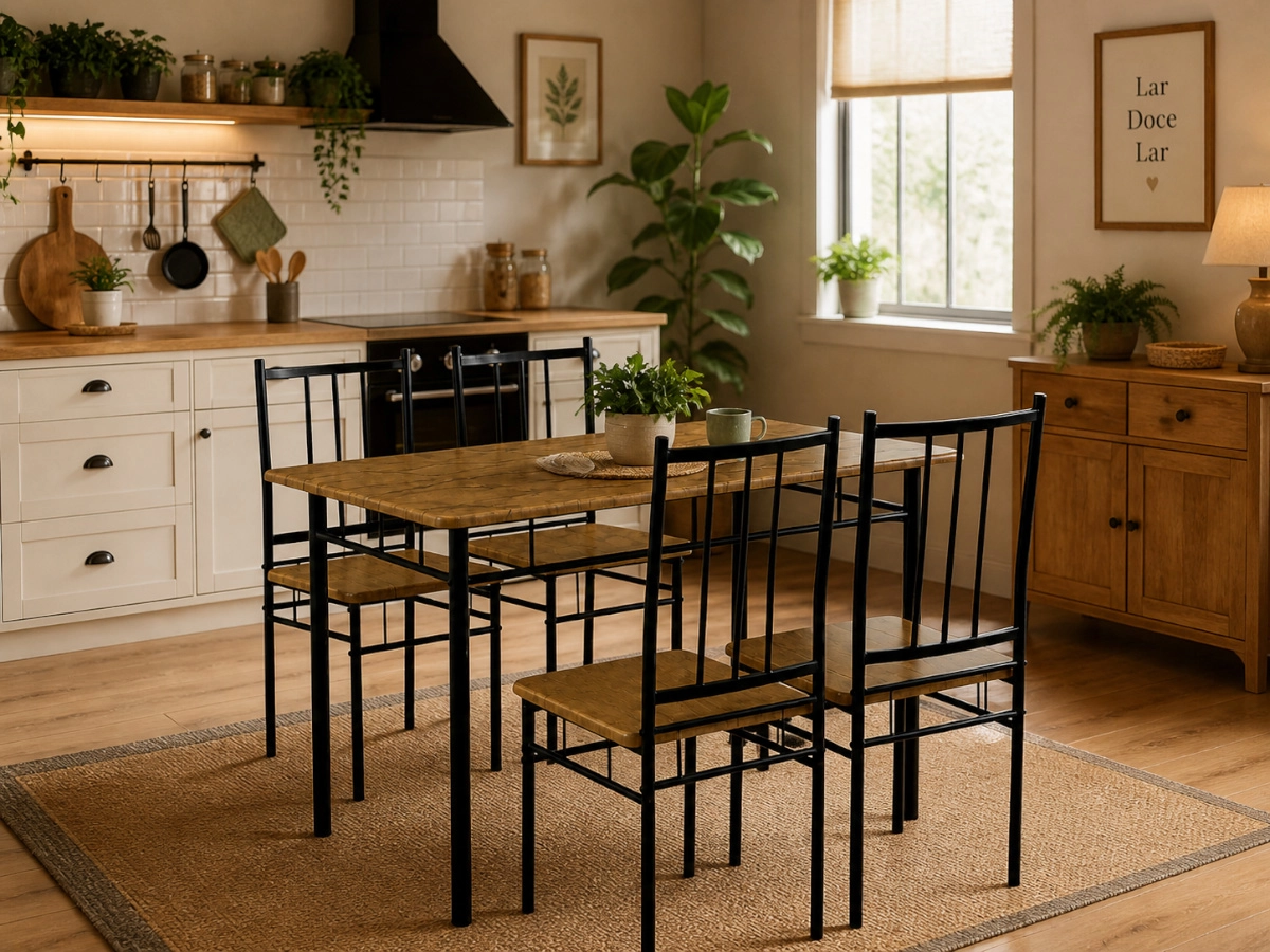 Conjunto de Mesa + 4 Cadeiras, Brand (Preto, Castanho) - Image 2