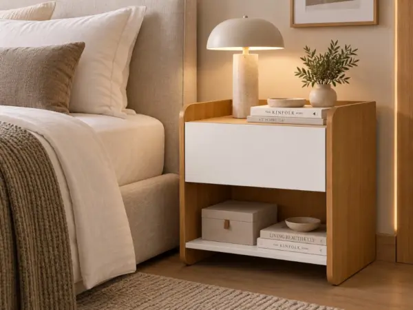 Mesa de Cabeceira Macy (Carvalho Claro, Branco)